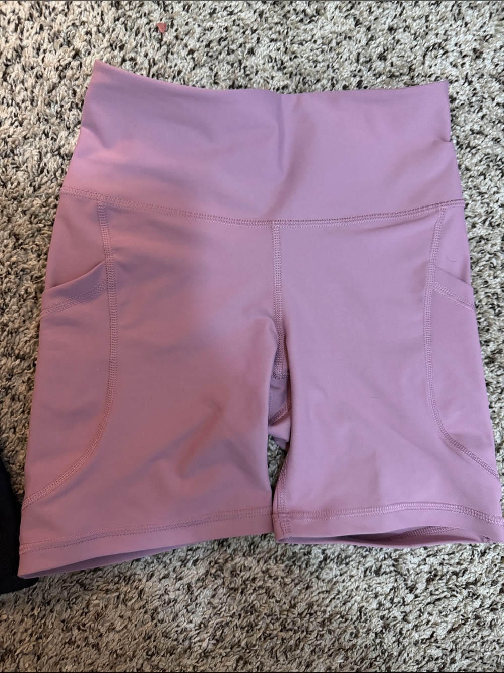 High-Waist Mauve Women's Active Shorts with Side Pockets